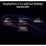 ASUS ROG Swift PG32UCWM 31.5" 4K UHD gaming monitor Zwart, 2x HDMI, 1x DisplayPort, USB Hub, AMD Free-Sync