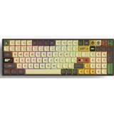 Iqunix F97 Happy Ape Wireless Mechanical Keyboard, gaming toetsenbord Bruin/geel, US lay-out, TTC Holy Panda, RGB leds, 96%, Hot-swappable, PBT, 2.4GHz | Bluetooth 5.1 | USB-C