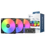 Montech GF120 ARGB PWM 3 in 1 Pack case fans Zwart, 3 stuks, 120 x 120 x 25 mm
