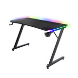 Trust GXT 710 Luminus Pro - Gaming Bureau gaming desk Zwart, RGB Verlichting, 120x60 cm, Draadloze Oplader