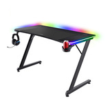 Trust GXT 710 Luminus Pro - Gaming Bureau gaming desk Zwart, RGB Verlichting, 120x60 cm, Draadloze Oplader