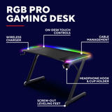 Trust GXT 710 Luminus Pro - Gaming Bureau gaming desk Zwart, RGB Verlichting, 120x60 cm, Draadloze Oplader