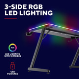 Trust GXT 710 Luminus Pro - Gaming Bureau gaming desk Zwart, RGB Verlichting, 120x60 cm, Draadloze Oplader