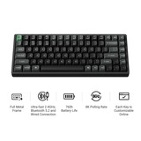 Keychron K2 Ultra 8K Wireless Custom Mechanical Keyboard Zwart, US lay-out (QWERTY), Keychron Apex Brown, 75%, RGB leds, OSA Double-shot PBT, USB-C | 2.4 GHz | Bluetooth 5.2