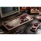 8BitDo Retro Mechanical Keyboard Fami Edition, gaming toetsenbord Beige/rood, US lay-out, Kailh Box White, Bluetooth Low Energy, Wireless 2.4G, USB