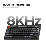 Keychron V1 Ultra 8K Wireless Custom Mechanical Keyboard Zwart, US lay-out (QWERTY), Keychron Silk POM Brown, 75%, 75%, RGB, Hot swap, 2.4 GHz / Bluetooth 5.3 / USB-C