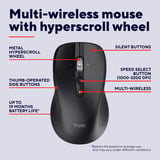 Trust Ferro Draadloze Muis Hyperscrollwiel Zwart, 1000-3200 Dpi, 2.4G Hz, 2x Bluetooth, Stille Knoppen
