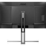 AOC U27U3CV 27" 4K Ultra HD monitor Zwart/zilver, 1x DisplayPort, 2x HDMI, 2x USB-C, 4x USB-A, 1x RJ-45