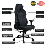 Arozzi Vernazza Supersoft Fabric - Pure Black gamestoel Zwart