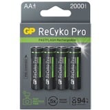GP Batteries ReCyko Pro Photoflash 1,2V AA Oplaadbaar batterij, 4 stuks Zwart