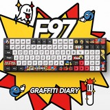 Iqunix F97 Graffiti Diary Wireless Mechanical Keyboard Zwart, US lay-out (QWERTY), TTC Gold Pink, 96%, RGB leds, Hot-swappable, PBT, 2.4GHz | Bluetooth 5.1 | USB-C