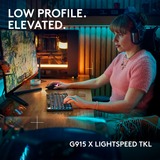 Logitech G915 X LIGHTSPEED TKL Low-Profile Wireless Gaming Keyboard Zwart, US-International, GL Tactile, Double-Shot PBT, RGB, LIGHTSPEED draadloos / Bluetooth / USB-C