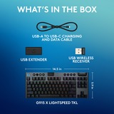 Logitech G915 X LIGHTSPEED TKL Low-Profile Wireless Gaming Keyboard Zwart, US-International, GL Tactile, Double-Shot PBT, RGB, LIGHTSPEED draadloos / Bluetooth / USB-C