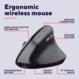 Trust Bayo II Ergonomische draadloze muis Zwart, 800 dpi - 2.400 dpi