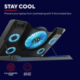 Trust GXT 1125 Quno Laptop Koelstandaard laptopkoeler Zwart, 5 ventilatoren | tot 17,3 inch | verstelbare hoogte