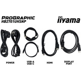 iiyama ProGraphic HB2701UHSNP-B1 27" 4K Ultra HD monitor Zwart (mat), 1x DisplayPort, 1x HDMI, 2x USB-C, 3x USB-A, 1x RJ-45, HDMI, DisplayPort, USB-C, Audio