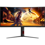 AOC CU34G4 34" Curved UltraWide gaming monitor Zwart/rood, 180 Hz, HDMI, DisplayPort, AMD FreeSync