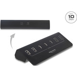 DeLOCK USB-C 10 Gbps Hub usb-hub Zwart, 3x USB-C 3.2 (10 Gbit/s), 4x USB-A 3.2 (10 Gbit/s)