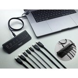 DeLOCK USB-C 10 Gbps Hub usb-hub Zwart, 3x USB-C 3.2 (10 Gbit/s), 4x USB-A 3.2 (10 Gbit/s)