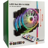 Inter-Tech Argus RGB Fan Set RS-14 case fans Zwart, 3 stuks, 140 x 140 x 25 mm, PWM