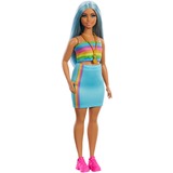 Mattel Barbie Fashionistas #218 - Rainbow top and teal skirt Pop 65e verjaardag