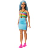 Mattel Barbie Fashionistas #218 - Rainbow top and teal skirt Pop 65e verjaardag