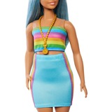 Mattel Barbie Fashionistas #218 - Rainbow top and teal skirt Pop 65e verjaardag