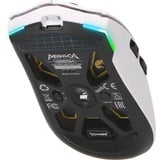 Monka Guru G995W gaming muis Wit/rood, 800 - 26.000 DPI, RGB, 2.4 GHz / Bluetooth / USB