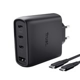 Trust Maxo USB-C GaN Oplader 65W  Zwart, Power Delivery, 3x USB-C, 1x USB-A