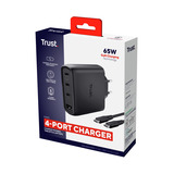 Trust Maxo USB-C GaN Oplader 65W  Zwart, Power Delivery, 3x USB-C, 1x USB-A