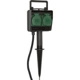 Brennenstuhl Tuincontactdoos met aardspies 1154430 2-voudige stekkerdoos Zwart, 2x stekker, 1,4 meter, IP44