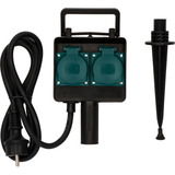 Brennenstuhl Tuincontactdoos met aardspies 1154430 stekkerdoos Zwart, 1,4 meter, IP44