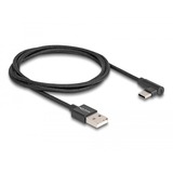 DeLOCK USB-A 2.0 male > USB-C male kabel Zwart, 1 meter, gesleeved, 90°