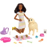Mattel Barbie Barbie pop (brunette) met hond + puppies