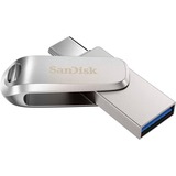SanDisk Ultra Dual Drive Luxe 64 GB usb-stick Zilver, USB-A 3.2 Gen 1, USB-C 3.2 Gen 1