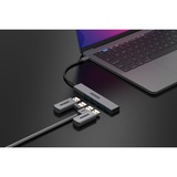 Sitecom USB-C naar 4x USB-A Tiny Hub usb-hub Grijs