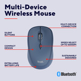 Trust Yvi+ Draadloze Muis Compact Blauw, 800-1600 Dpi, 2.4GHz, Bluetooth, Stille Knoppen 