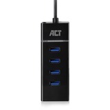 ACT Connectivity USB-C Hub 3.2 met 4 USB-A poorten usb-hub Zwart
