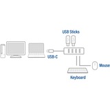 ACT Connectivity USB-C Hub 3.2 met 4 USB-A poorten usb-hub Zwart