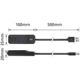 ACT Connectivity USB-A hub 3.0, 4 poorts USB-A usb-hub Zwart