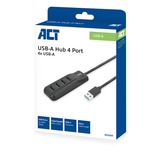 ACT Connectivity USB-A hub 3.0, 4 poorts USB-A usb-hub Zwart