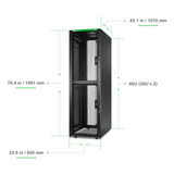 APC NetShelter SX, Server Rack Enclosure, Colocation, 2 x 20U Zwart/groen, 600W x 1070D mm, AR3200B2