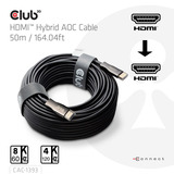 Club 3D HDMI hybride AOC kabel Zwart, 50 meter