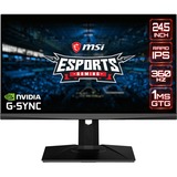 MSI Oculux NXG253R 24.5" Gaming Monitor Zwart, 2x HDMI, 1x DisplayPort, 3x USB-A 3.2 (5 Gbit/s), 1x USB-B 3.0, 360 Hz