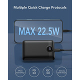 VEGER S20 Fast Charging 20000mAh Mini powerbank Zwart, PD 22,5W, QC 3.0, 2A, USB-A, USB-C, Micro-USB