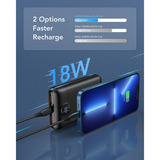 VEGER S20 Fast Charging 20000mAh Mini powerbank Zwart, PD 22,5W, QC 3.0, 2A, USB-A, USB-C, Micro-USB