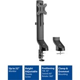 ACT Connectivity Monitorarm office, 1 scherm, eenvoudig in hoogte verstelbaar Zwart