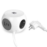 ACT Connectivity Stekkerdoos kubus met 3 stopcontacten, 30W Power Delivery USB-C/A poorten, kabellengte 1,5m Wit, Type F