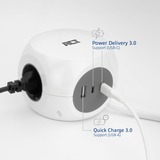 ACT Connectivity Stekkerdoos kubus met 3 stopcontacten, 30W Power Delivery USB-C/A poorten, kabellengte 1,5m Wit, Type F