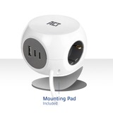 ACT Connectivity Stekkerdoos kubus met 3 stopcontacten, 30W Power Delivery USB-C/A poorten, kabellengte 1,5m Wit, Type F